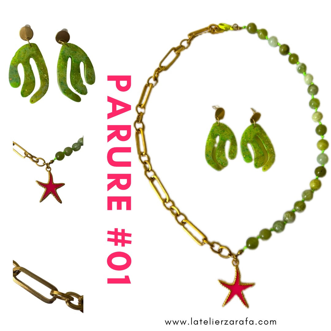 Parure collier + boucles d'oreilles